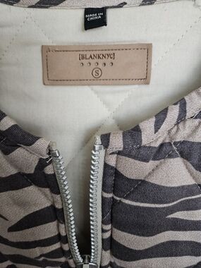 Blank NYC Tan and Black Zebra-Print Bomber Jacket Women's Small